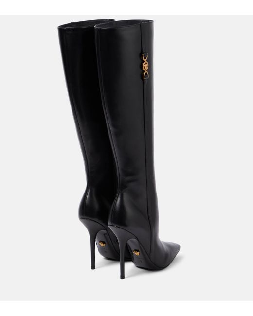 Versace Black Medusa '95 Leather Knee-high Boots