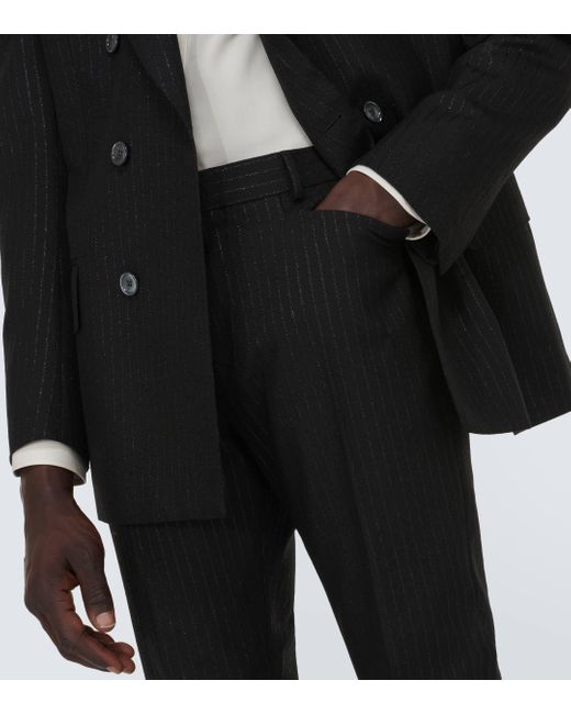 Tom Ford Black Atticus Striped Mohair-blend Jacquard Slim Pants for men
