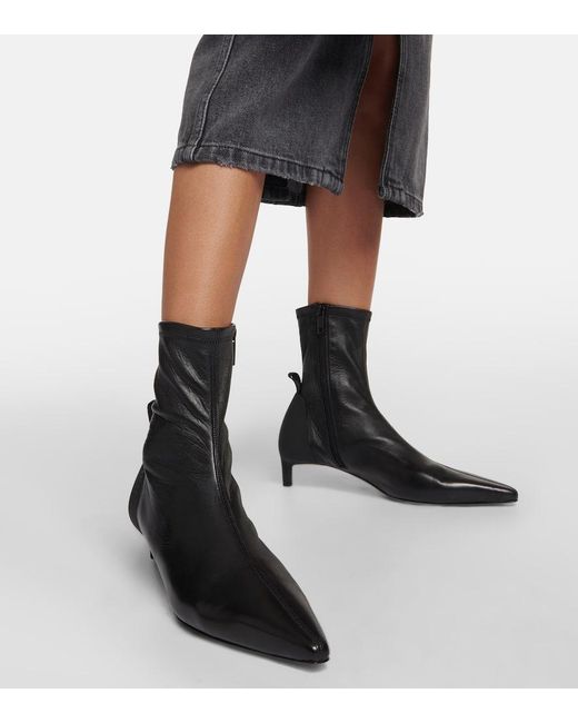 Courreges Black Scuba Leather Ankle Boots