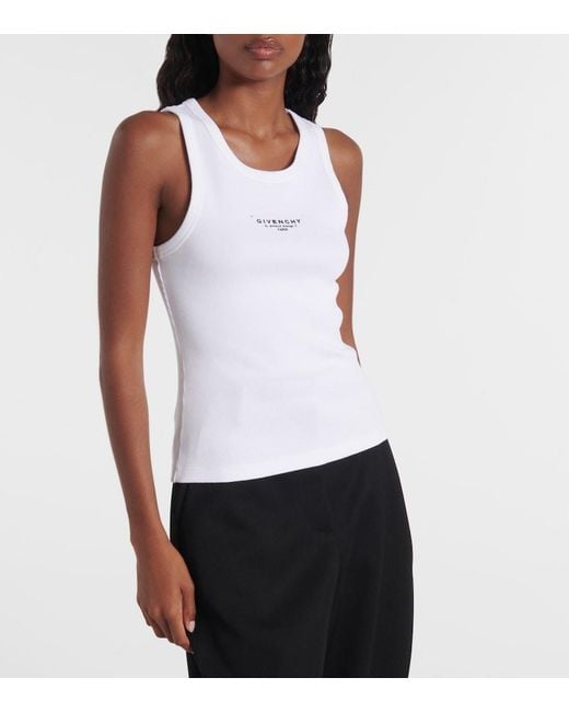 Givenchy White Stamp Cotton Tank Top
