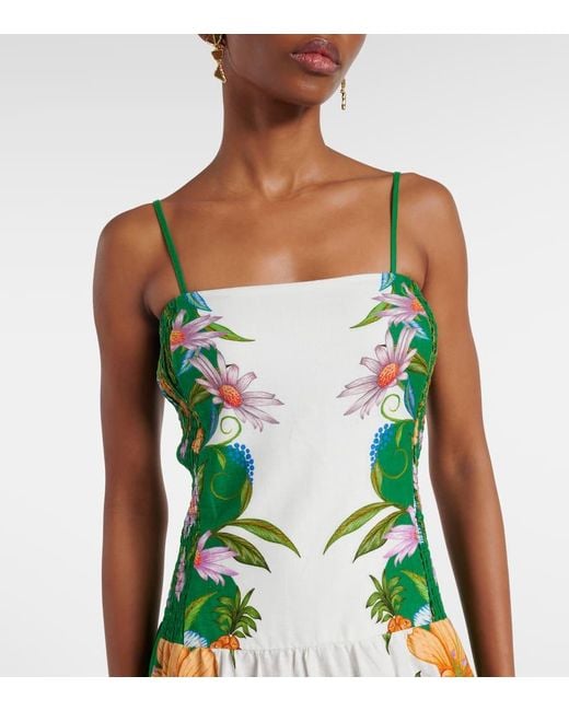 Vestido Midi Sweet Bloom De Mezcla De Lino Farm Rio de color Green