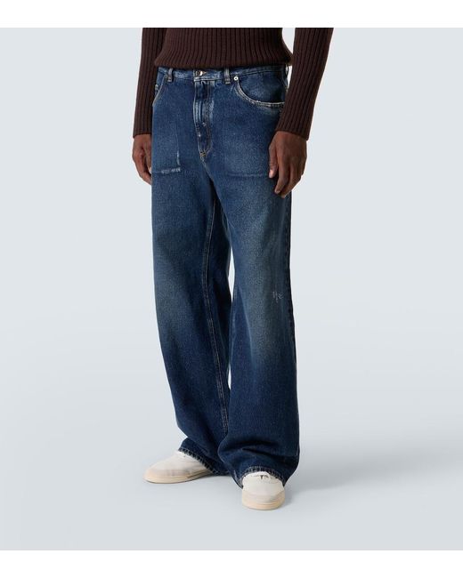 Dolce & Gabbana Blue Low-Rise Wide-Leg Jeans for men