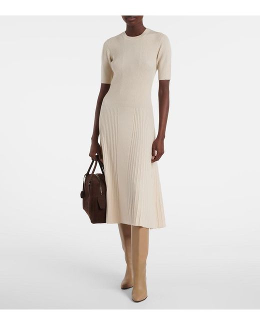 Joseph Natural Ribbed-Knit Wool Midi Dress