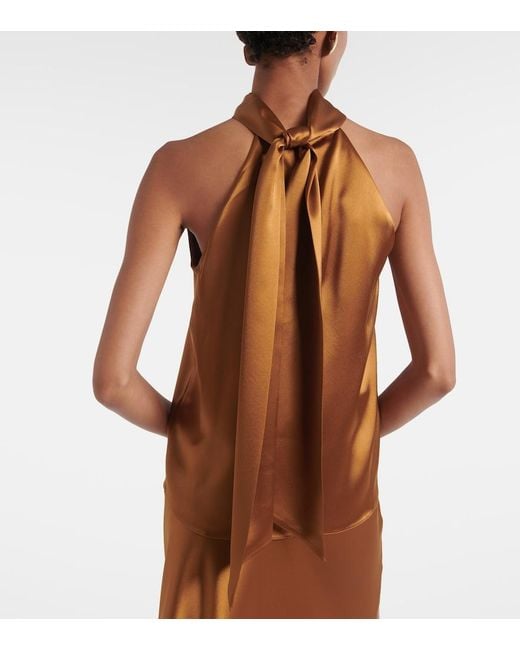 Galvan Orange Sienna Halterneck Satin Top