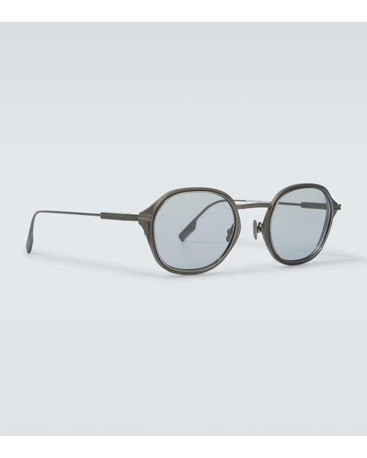 Zegna Brown Round Sunglasses for men