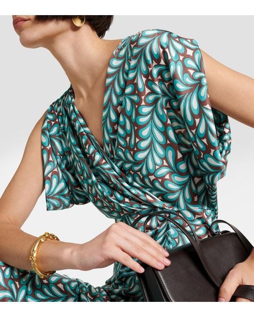 Diane von Furstenberg Green Williams Printed Jersey Midi Dress