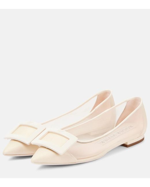 Roger Vivier Natural Gommettine Mesh Ballet Flats