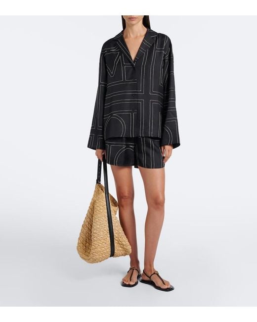Totême Black Monogram Silk Shirt