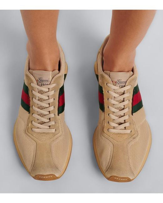Baskets Tempo A Finitions En Daim Gucci en coloris Natural