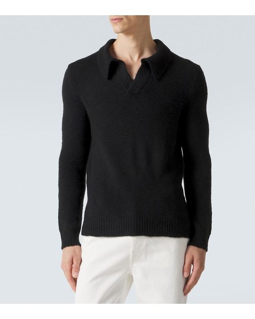 Gabriela Hearst Black Cashmere Polo Sweater for men