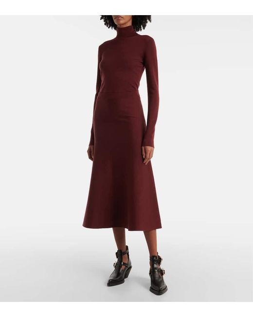 Gabriela Hearst Purple Freddie Wool, Cashmere, And Silk Midi Skirt
