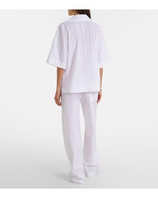 Loulou de Saison White Macao Cotton Poplin Straight Pants