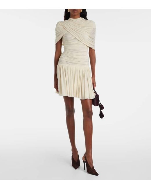 Magda Butrym Natural Shirred Minidress