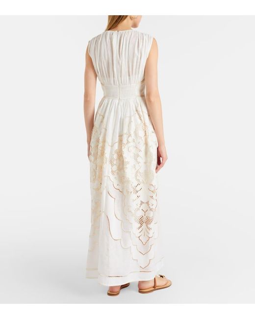 Zimmermann White Daylight Embroidered Linen Maxi Dress