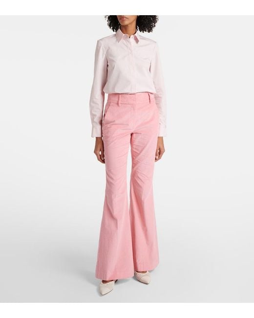 Gabriela Hearst Pink Ianthe Cotton Corduroy Flared Pants