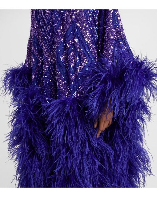 ‎Taller Marmo Purple Casta Diva Follies Sequined Tulle Kaftan