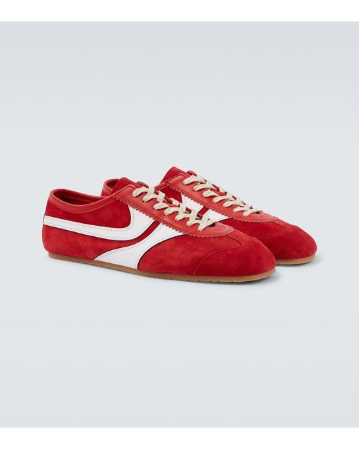 Dries Van Noten Red Suede Sneakers for men