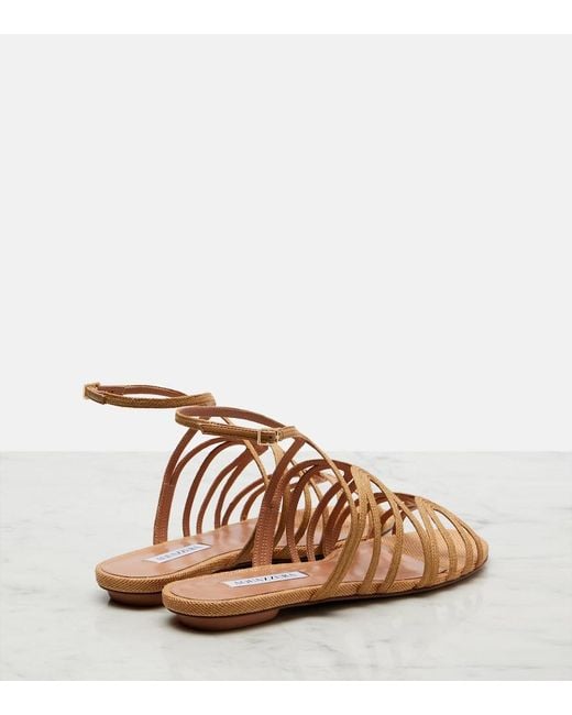 Aquazzura Brown Serenade Raffia Sandals