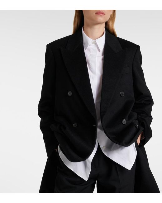 The Row Black Sandes Cashmere Coat