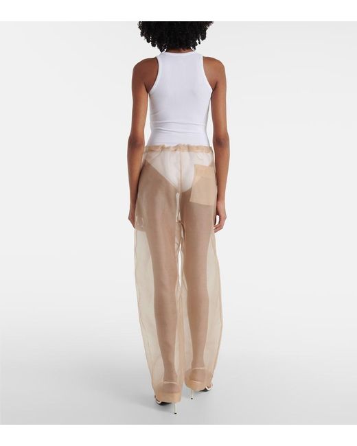 Khaite Natural Trenton Silk Organza Wide-Leg Pants