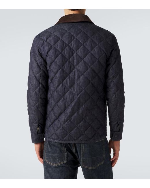Moncler Blue Quilted Denim Down Jacket for men