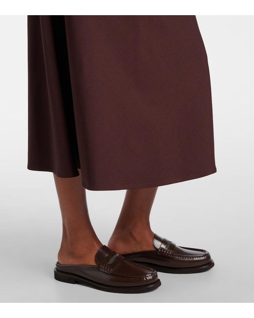 Brunello Cucinelli Purple Wool-Blend Midi Skirt