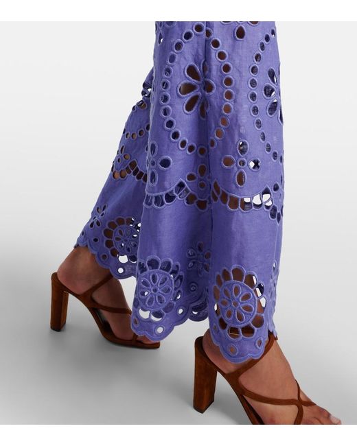 Zimmermann Purple Floral Pattern Bell-Bottoms