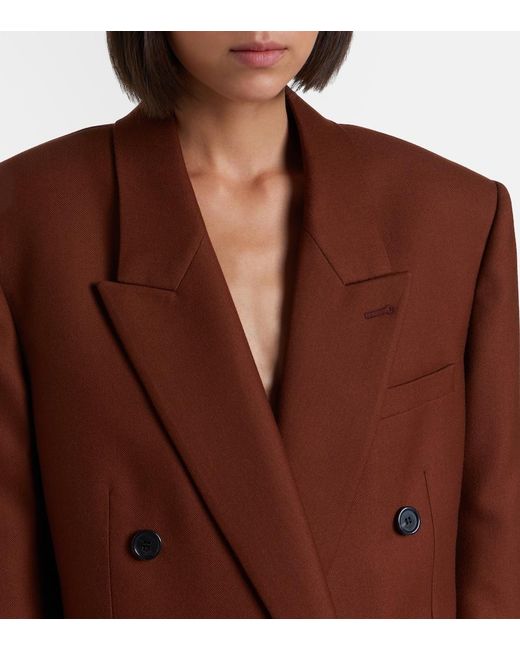 Saint Laurent Brown Double-Breasted Cashmere Blazer
