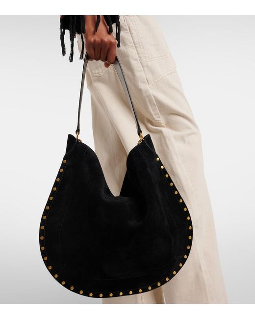 Isabel Marant Black Oskan Soft Medium Suede Shoulder Bag