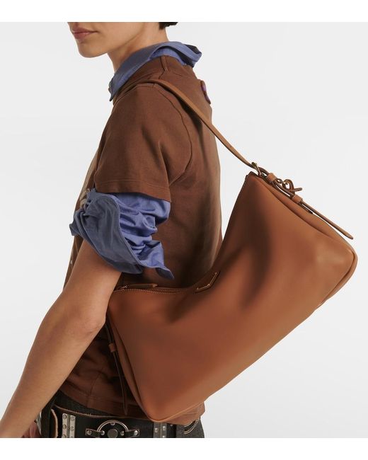 Prada Brown Aimee Large Leather Shoulder Bag