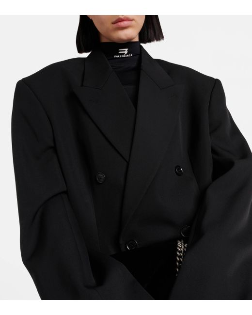 Balenciaga Black Cinched Double-breasted Wool Blazer
