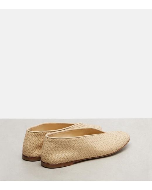 Bottega Veneta Natural Rosa Intrecciato Leather Ballet Flats