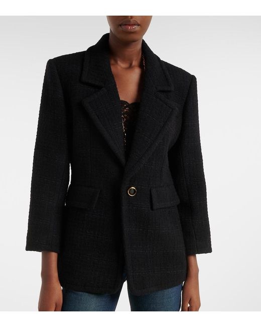 Saint Laurent Black Wool-Blend Tweed Jacket