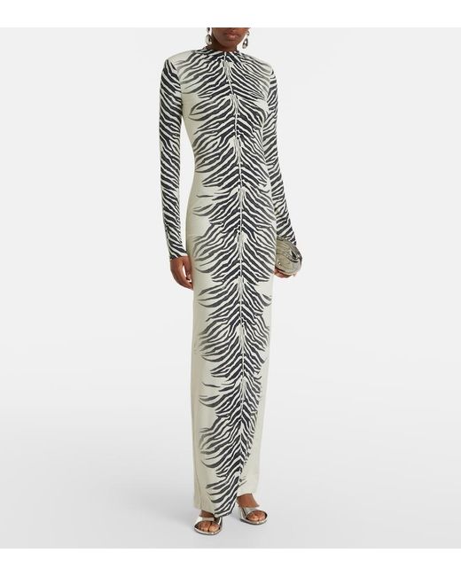 De La Vali White Kari Zebra-Print Maxi Dress