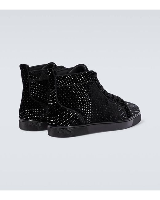Christian Louboutin Black Louis Suede Embellished Sneakers for men