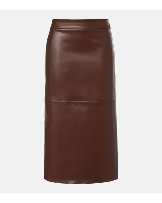 Max Mara Brown Midirock Plata Aus Lederimitat