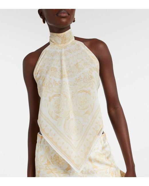 Versace Natural Top With 'Barocco' Pattern