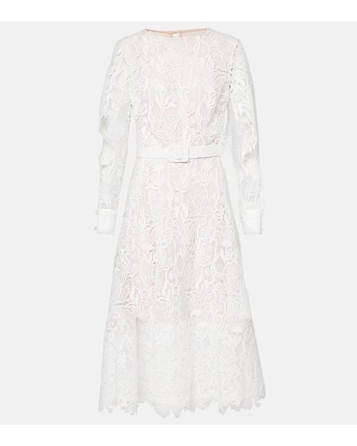 Oscar de la Renta White Floral Lace Cocktail Dress