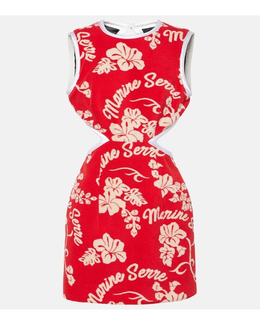Vestido corto en jacquard floral MARINE SERRE de color Red