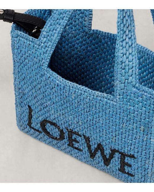Paula's Ibiza Mini ロゴ ラフィア ショッパー Loewe Paula's Ibiza Mini Logo Raffia Shopper in Blue | Lyst