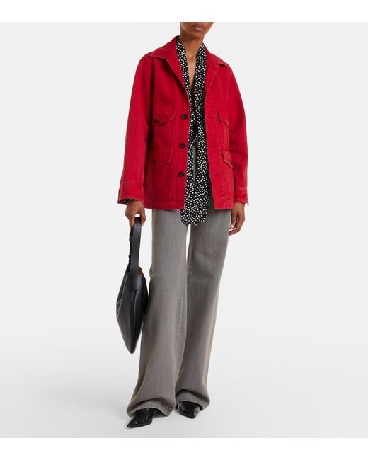 Nili Lotan Red Leroy Cotton Canvas Jacket