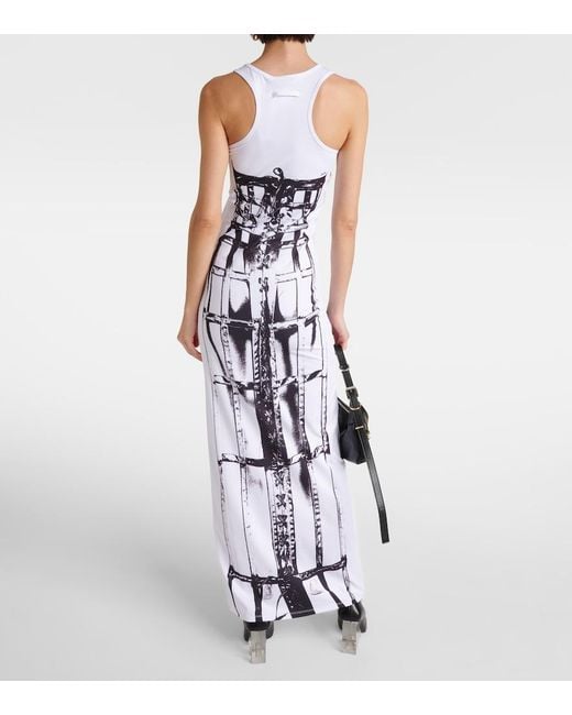 Jean Paul Gaultier White Cage Trompe L'Oeil Maxi Dress