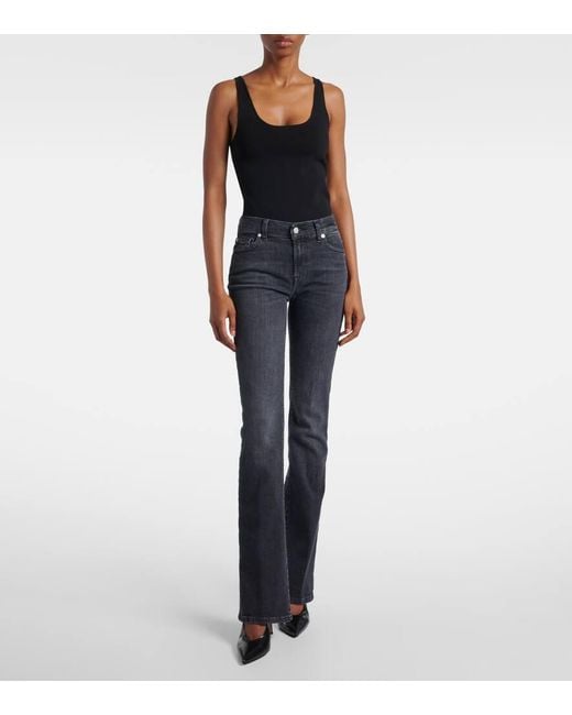 7 For All Mankind Blue Mid-Rise Bootcut Flared Jeans