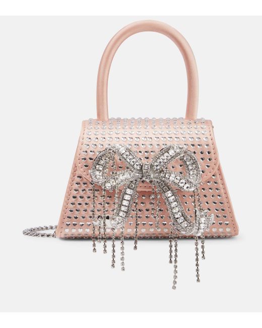Self-Portrait Pink The Bow Micro Embellished Tote Bag