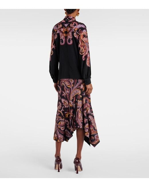Blusa De Seda Con Paisley Y Lazada Etro de color Black