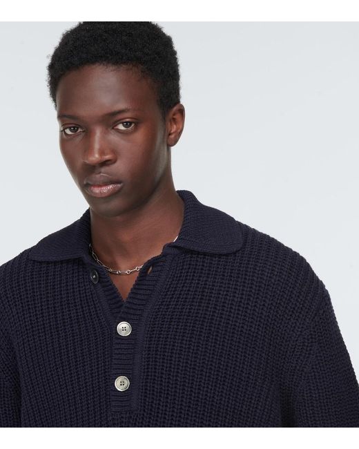 Our Legacy Blue Big Piquet Ribbed-Knit Cotton Sweater for men