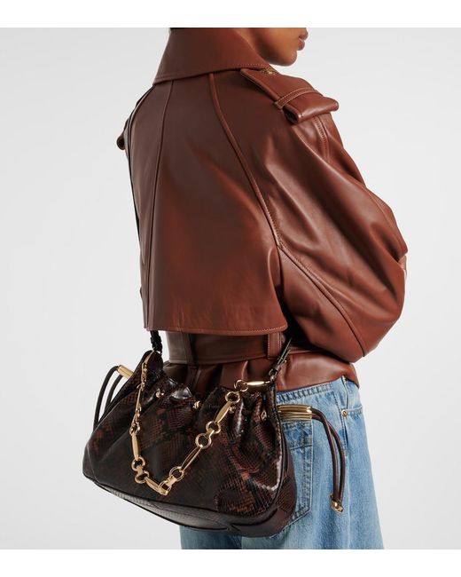 Zimmermann Black Halcyon Snake-Effect Leather Shoulder Bag