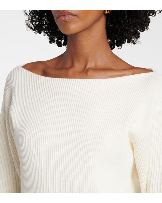 Jersey En Mezcla De Algodon Y Seda Victoria Beckham de color White