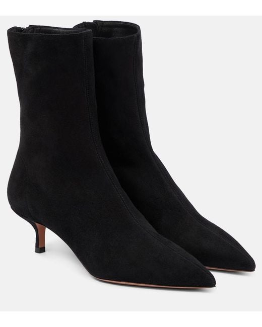 Aquazzura Black Montmartre 50 Suede Ankle Boots