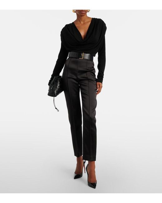 Wardrobe NYC Black Draped Jersey Top